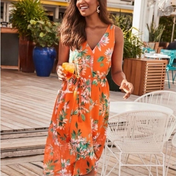 Tommy Bahama Dresses & Skirts - Tommy Bahama Joyful Blooms Orange Floral Sleeveless Maxi Dress XS